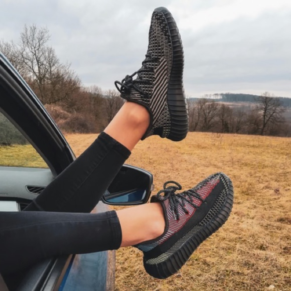 Yeezy Stylish Black and Red Sneakers